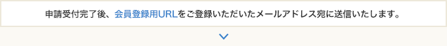 申請完了後、お客様Noと認証コードをご登録いただいたメールアドレス宛に送信いたします。　